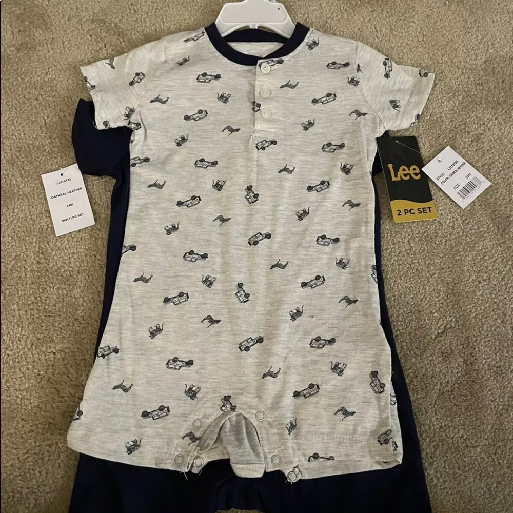 LEE Baby BLUE/GREY Romper 2 Piece Set NWT 24 MONTH